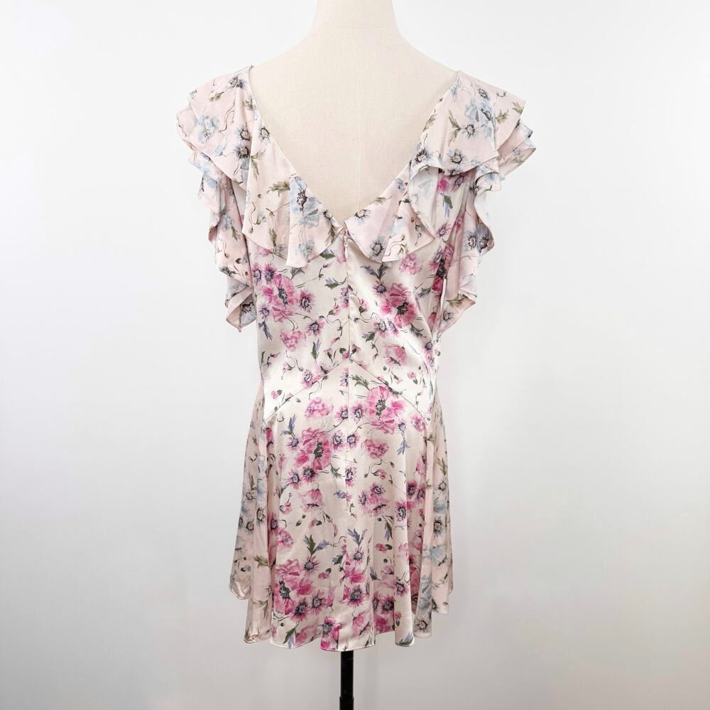 LoveShackFancy Frankie Dress Cream Silk Floral Ruffle Cottage Core Boho Size 6 - Picture 7 of 16